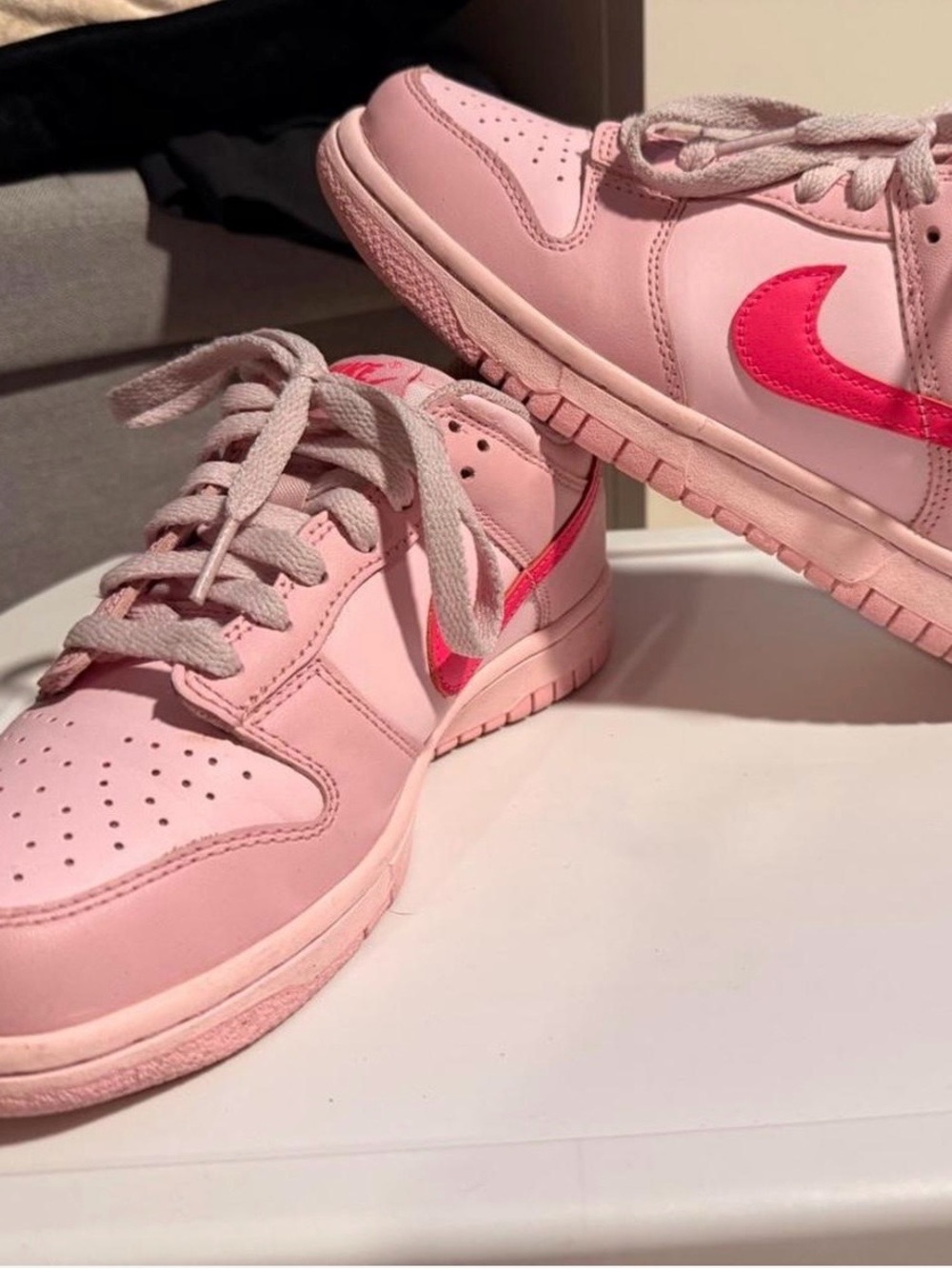 Pink dunk Low-Top Sneakers with Hot Pink Swoosh